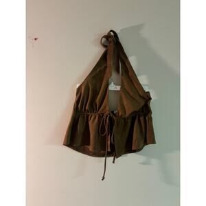 Your Favorite by PacSun Brown Suede-Style Halter Peplum Top – NWT – Size M